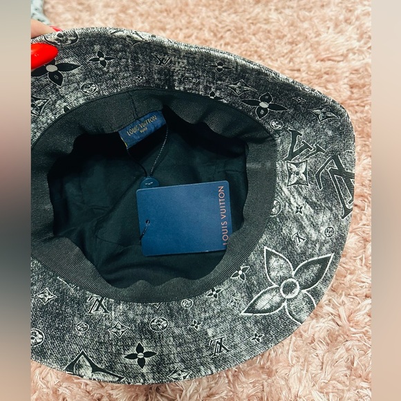 Unisex Black and White Monogram Bucket Hat - Picture 2 of 2